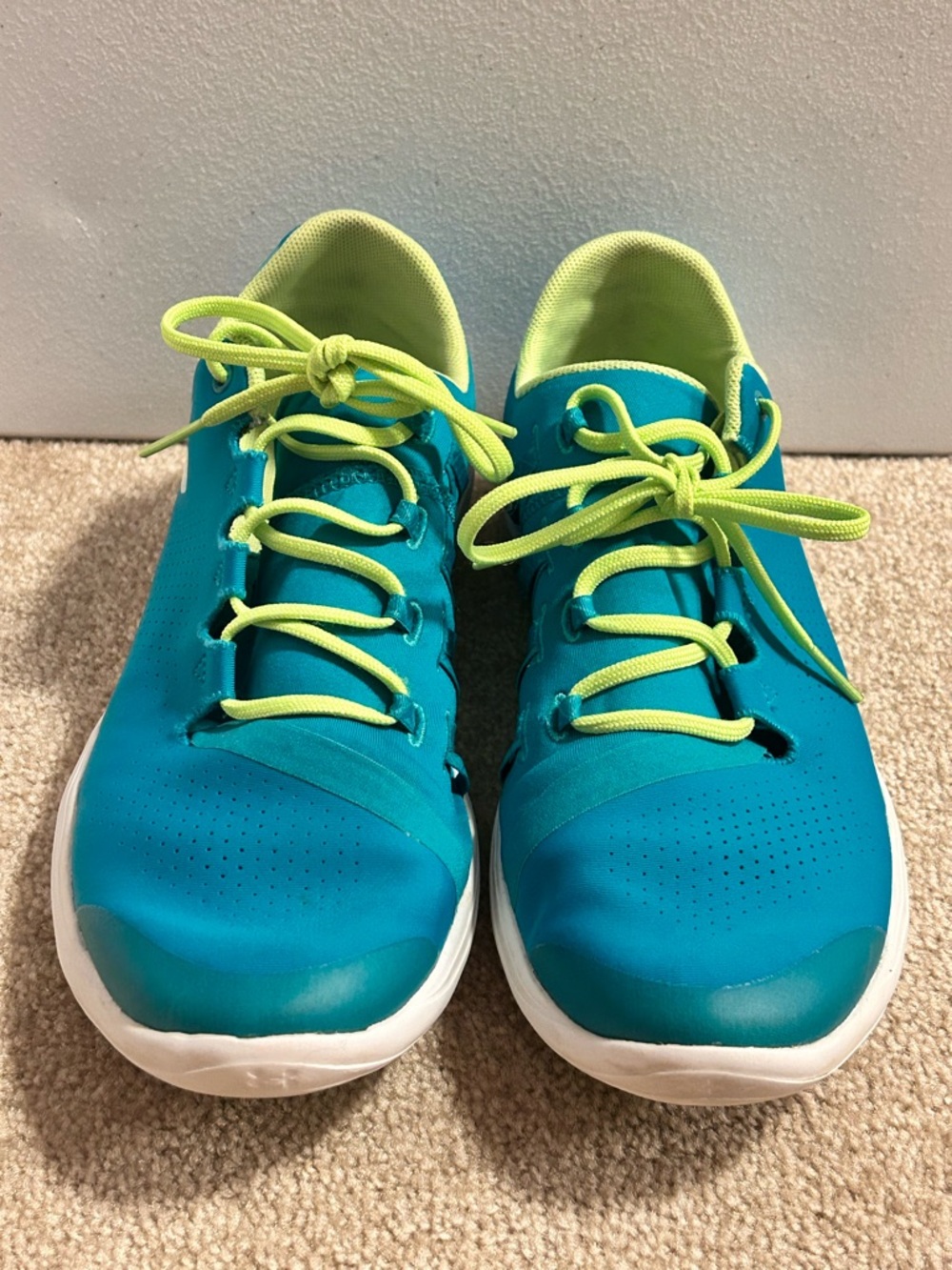 Under Armour Teal Athletic Shoes with Neon Yellow Laces